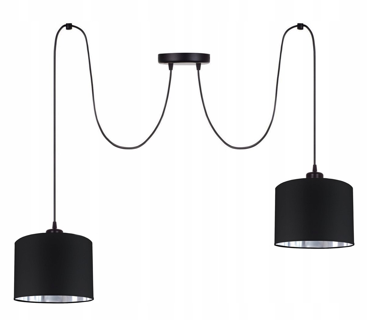 Moderne Zwarte Plafondlamp met Zilveren Accent - Stijlvol en Compact