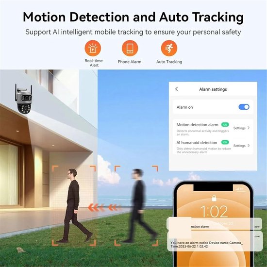 4G IP-camera - Beveiligingscamera Buiten - Thuisbewaking - Dubbele Lens Nachtzicht - 8MP - Wit — afbeelding 2