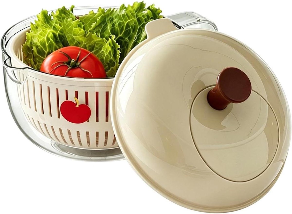Groente Fruit Wasmachine - Keukenhulp Slinger - Verse Producten Bereiden - Eén Hand Bediening - 23 x 18 cm - Wit