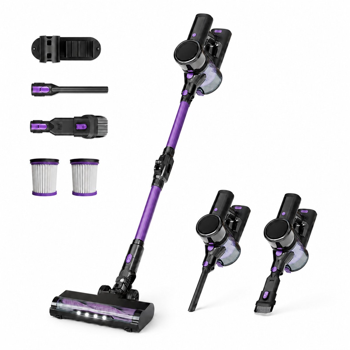 Gloovon® Draadloze Steelstofzuiger - 22kPa Zuigkracht - Borstelloze 250W Motor & Knikbare Buis - HEPA Filter - 39 min Accuduur