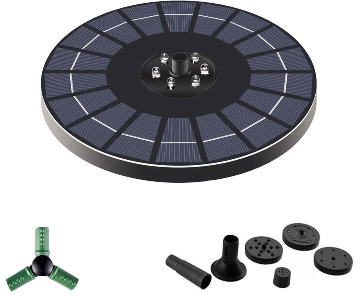 Dailygoods- Solar Fontein Pomp 4W/6W - 5 Verschillende Mondstukken