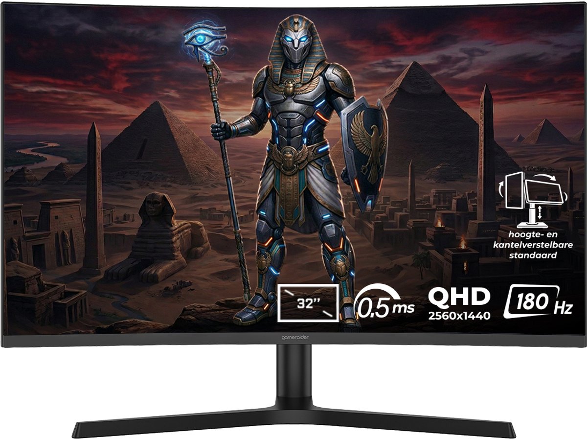 GameRaider HORUS GR32QC18V 32 inch 180Hz 0.5ms 2K QHD Adaptive Sync VA Gebogen Pivot Gaming Monitor