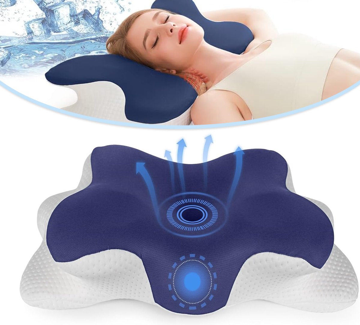 Neksteunkussen - Verlicht Slapeloosheid - Ergonomisch Ontwerp Met Vlindervormige Contour Voor Optimale Ondersteuning Ook Geschikt Voor Rug- En Buikslapers