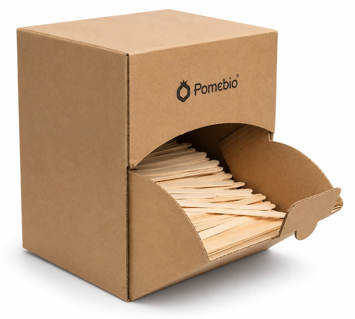 Pomebio houten roerstaafjes - 11 cm - 1000 stuks in dispenserbox