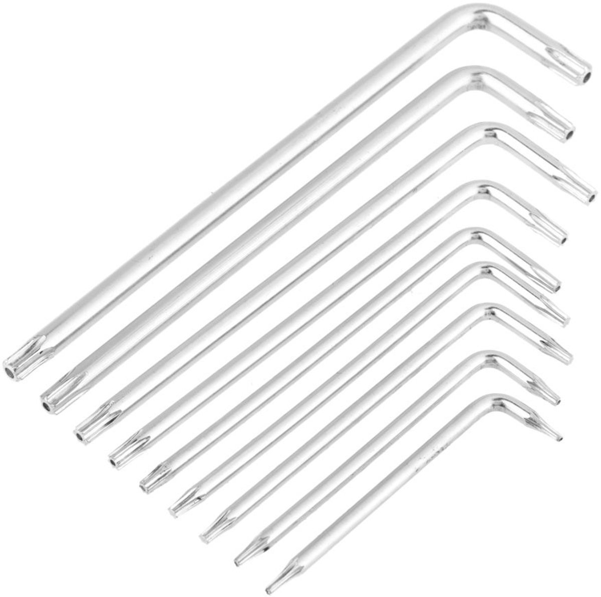 Dailygoods - Ster Hex L-vormige Sleutel - 9 Stuks Set - Chroom-vanadium Staal - Voor Mechanisch Gebruik - Inclusief T6 T7 T8 T9 T10 T15 T20 T25 T27