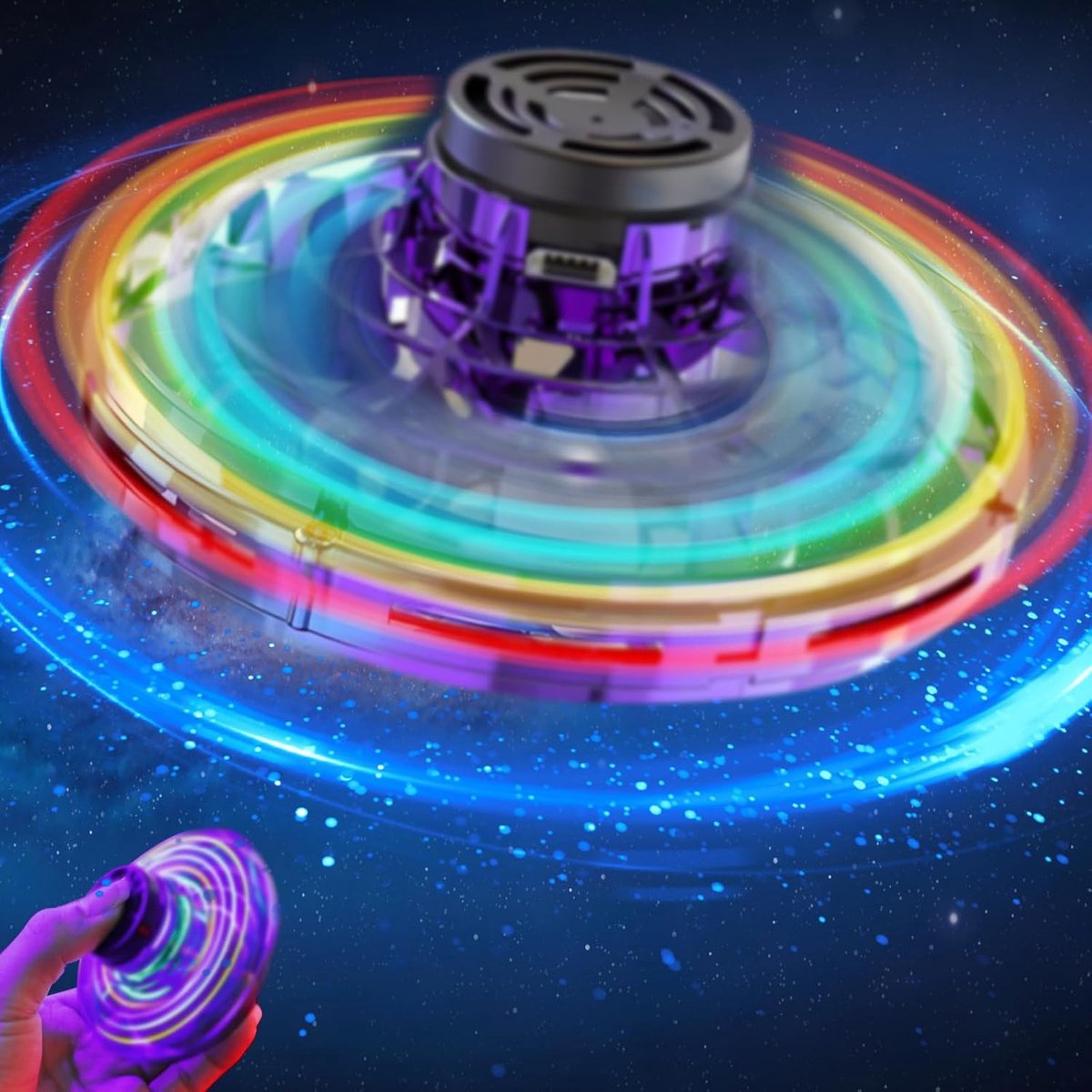Vliegend UFO-dronespeelgoed met LED - interactief en veilig