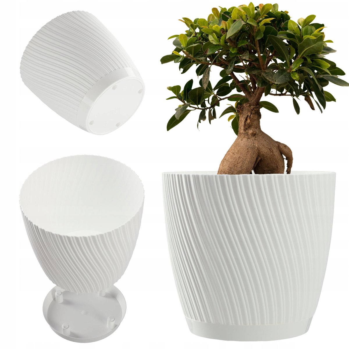Moderne Witte Ronde Plantenbak met Schotel 13 cm