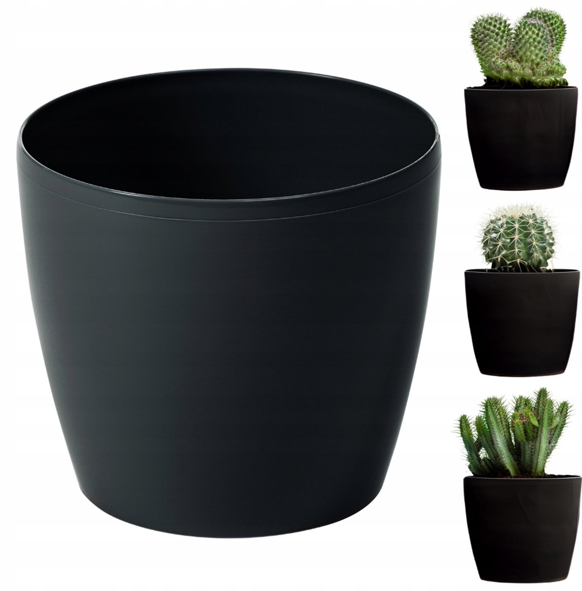 Bloempot Magnolia Glad Zwart - Ø36cm - Hoogglans Kunststof