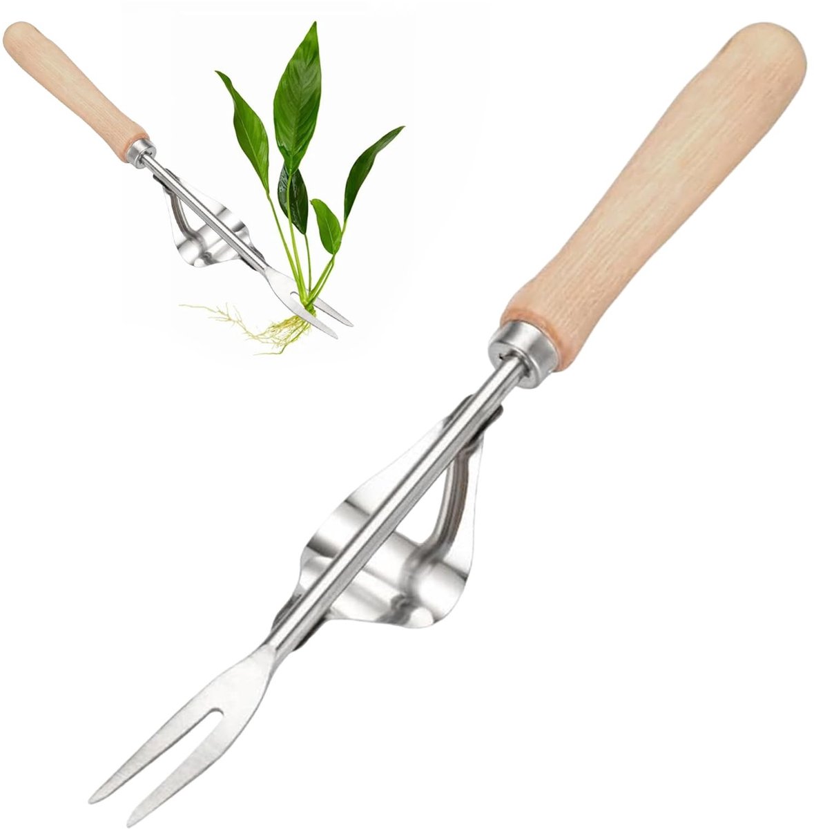 ZEYNOMAX- Onkruidsteker roestvrij staal - Handmatige Onkruidsteker - Paardenbloemsteker - Worteljader - Tuingereedschap - Comfortabel houten handvat - Wieder