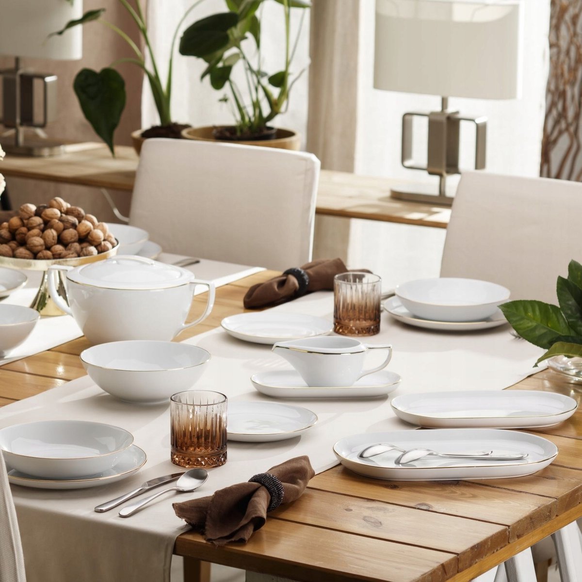 Chodzież City B326 Servies 84 Delen: Diner & Koffie, 12 Personen, Goud