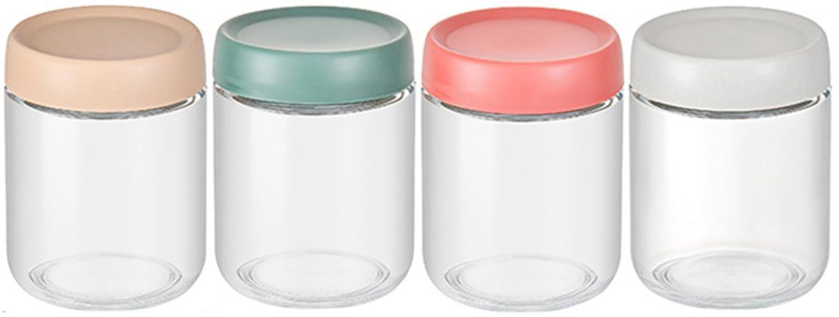 JHUBERS- Weckpot 500 ml - Weckpotten Glas - Inmaakpot - Set van 4 - Vaatwasserbestendig - Duurzaam Glas - Opslagpot