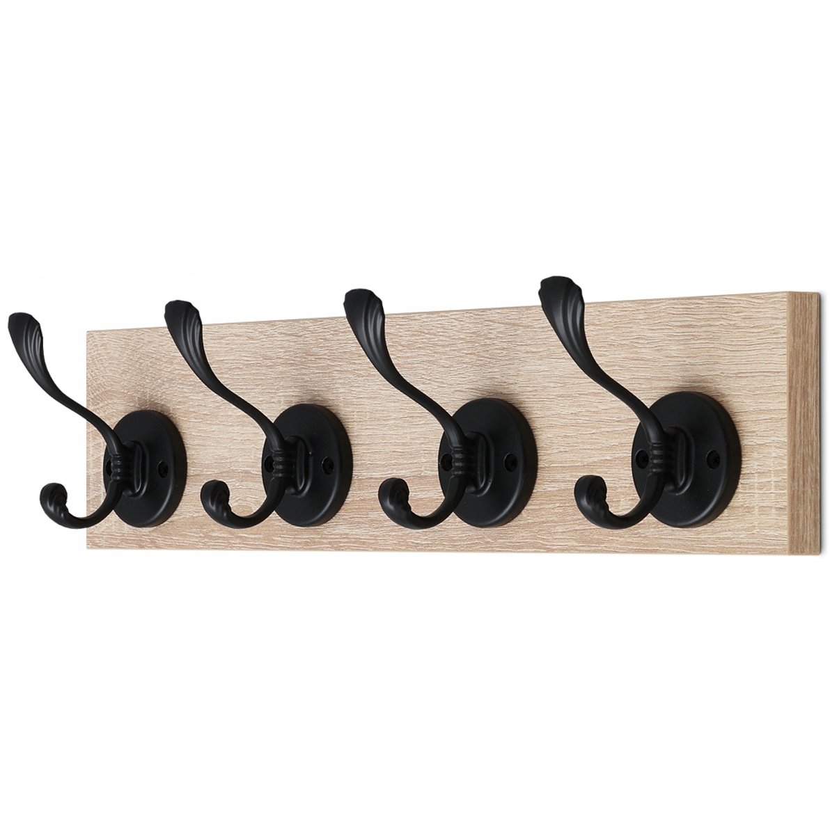 Retro Wandkapstok met 4 Haken - Dressoir - Houtkleur