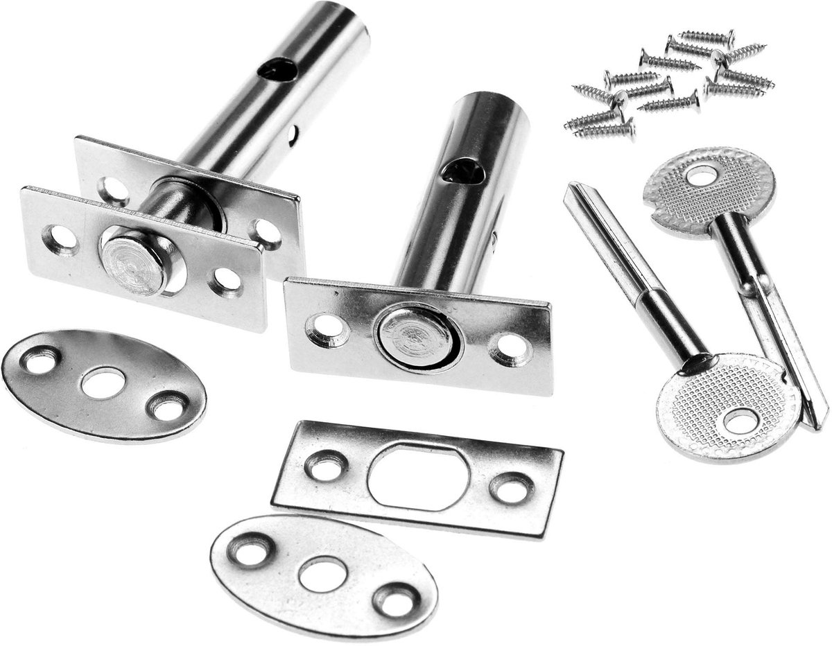 JHUBERS- Deurslot Vernikkeld Ijzer - Dead Bolt/Insteekslot - Deurslot Buitendeur - Deurslot Binnendeur - Deurslot met Stersleutel - 2 Sets Dode Bouten - Veiligheidslot