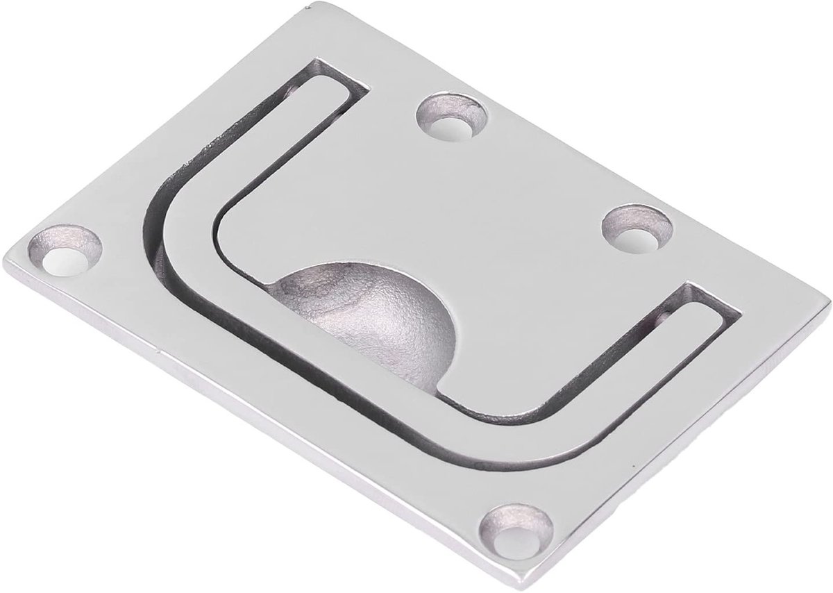 JHUBERS- Boot Ring 316 RVS - Vierkant Luik - Marine Pull - Flush Pull Handvat - Dek Cover Handvat - Afmetingen 76x56mm - Trekhandvat