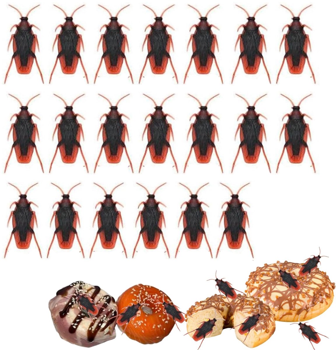 JHUBERS- Insecten Speelgoed - Realistische Kunststof Kakkerlakken - 30 Stuks - Duurzaam PVC - Halloween Grappen - Onvergetelijke Herinneringen - Nep Insecten
