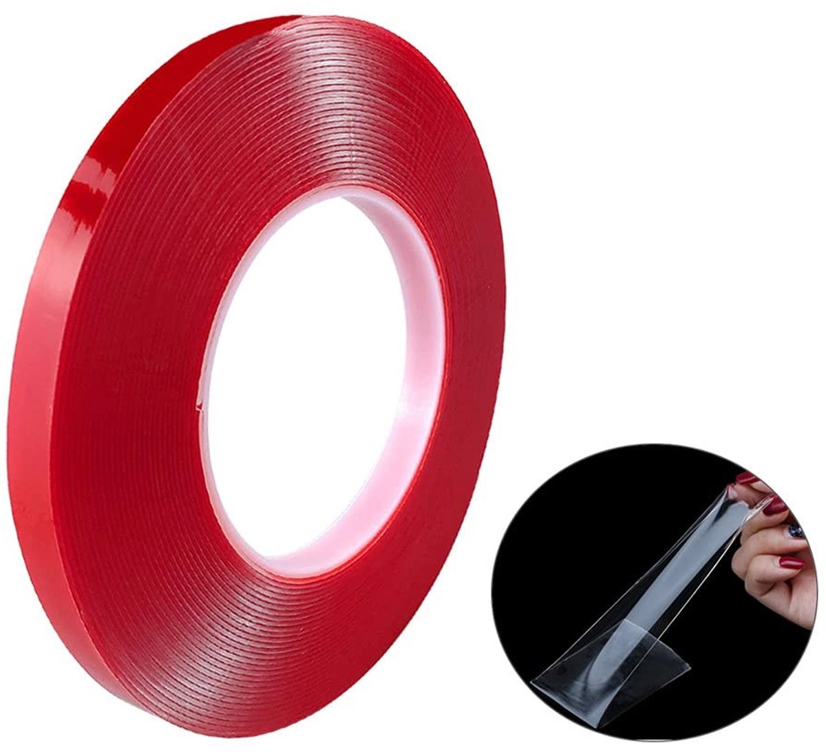 JHUBERS- Acrylband 10 m x 10 mm - Dubbelzijdig - Extra sterk - Hoge montageprestaties - Transparante lijm - Temperatuurbereik -10 ~ 60 °C - Montagetape