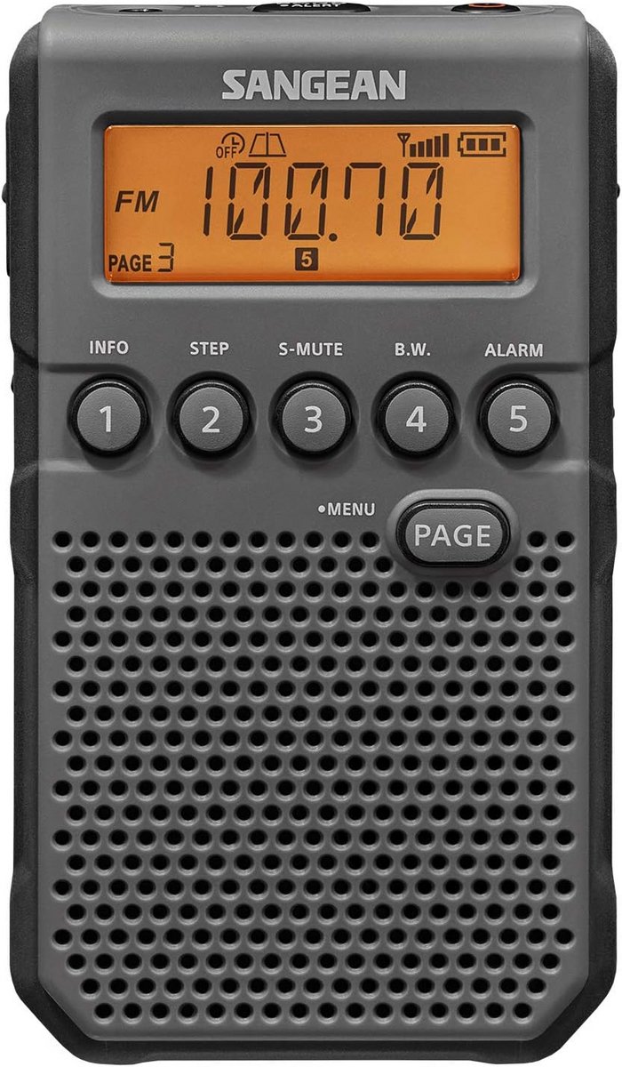 Draagbare Radio - Zakradio Weer - Nieuws Luisteren - Automatische Weerwaarschuwing - Compact Formaat - Zwart Grijs
