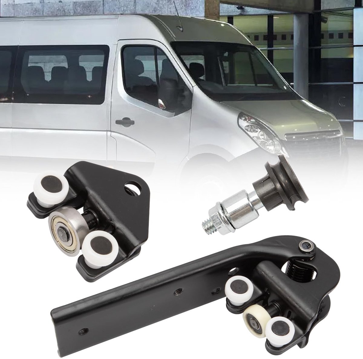 Dailygoods- Geleidingsrolset 3-delige set - Geschikt voor Master II/Movano - Zijdelingse Schuifdeur - Inclusief Scharnier - OEM 8200080754/770035238 - Schuifdeurrol