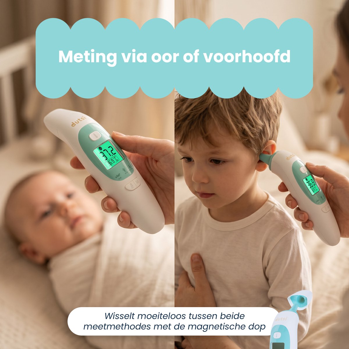Dutsi Thermometer - Oorthermometer & Voorhoofd Thermometer - Digitale Koortsthermometer voor Baby & Volwassene - Snel & Nauwkeurig - Inclusief batterijen — cadeau in Cadeau-ideeën - foto 3