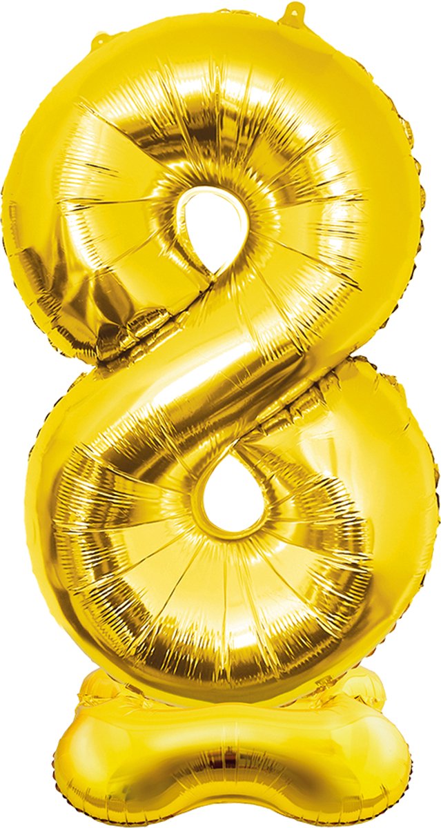 150cm XXL folieballon - Zelf staand - Cijfer 8 - Staande cijferballon - Goud