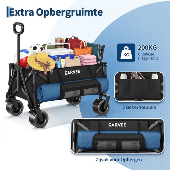 Archi Bolderkar - Strandkar met Wielen en Handvat - Bolderkar Opvouwbaar - 600D Oxford - Voor Strand, Tuin en Kamperen - Tot 100kg — afbeelding 2