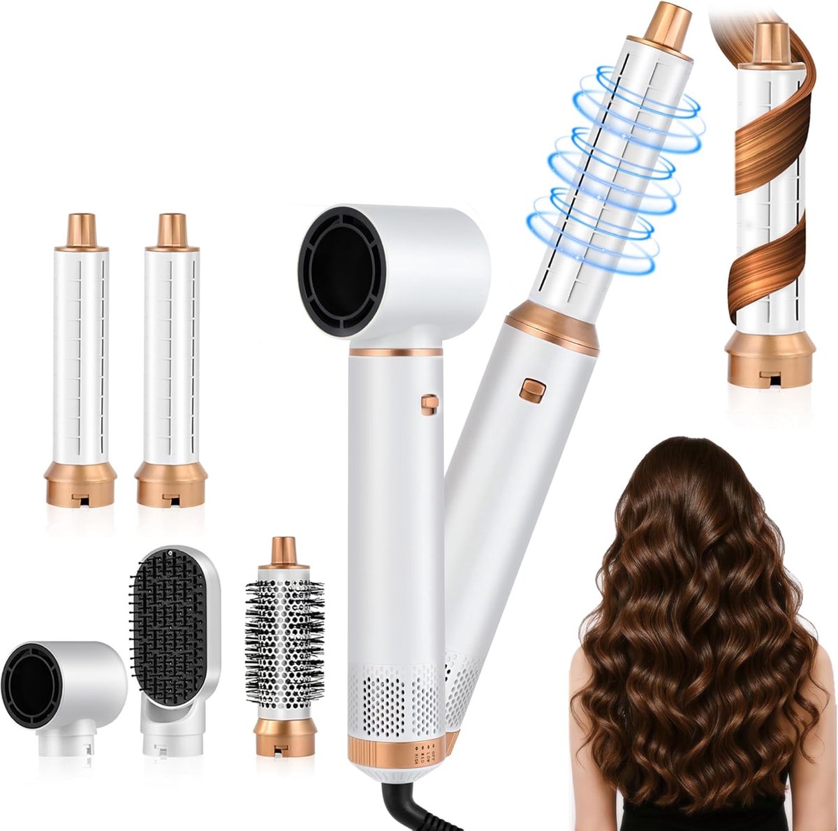 Haarstyler 5-in-1 - Warme luchtborstel - Haar stylen - Automatisch krullen - 1000 W - Zwart