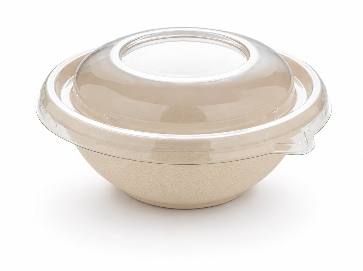 Sabert suikerriet buddha magnetron bowl - 375 ml met deksel - 75 stuks