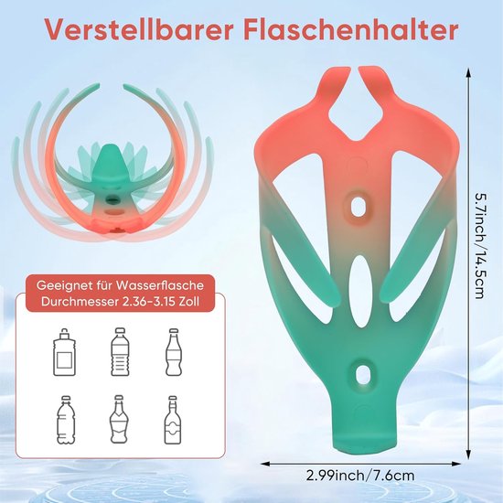 Fietsbidonhouder - Flessenhouder Fiets - Dranken Meenemen - Lichtgewicht Ontwerp - 7.6 x 4 x 14.5 cm - Oranje Groen — afbeelding 4