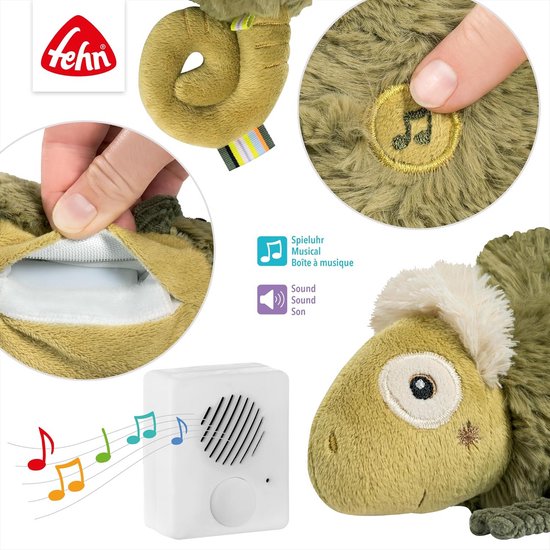 Slaaphulp Kameleon - Knuffel met geluid - Baby kalmeren - Met cry-sensor - 27 cm - Kaki — afbeelding 5