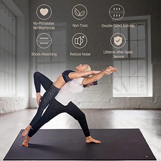 Grote Yogamat - Oefenmat Fitnessmat - Thuis Sporten - Extra Dikke Demping - 7mm Dikte - Zwart — afbeelding 4