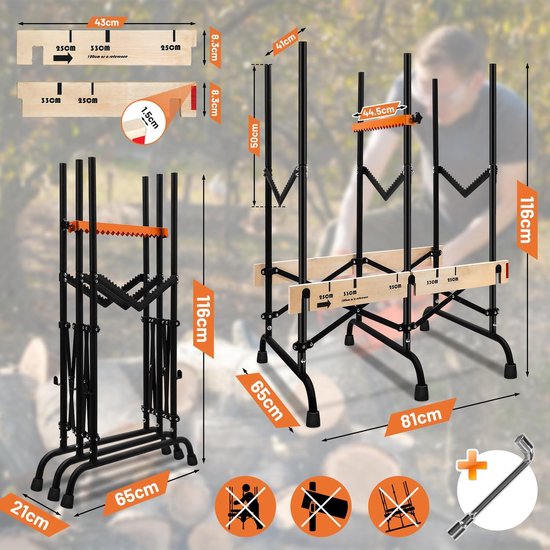 Zaagbok Set - Houtklover Ondersteuning - Efficiënt Hout Zagen - Inklapbaar en Stabiel - 2 Stuks 150 kg - Zilver — afbeelding 2
