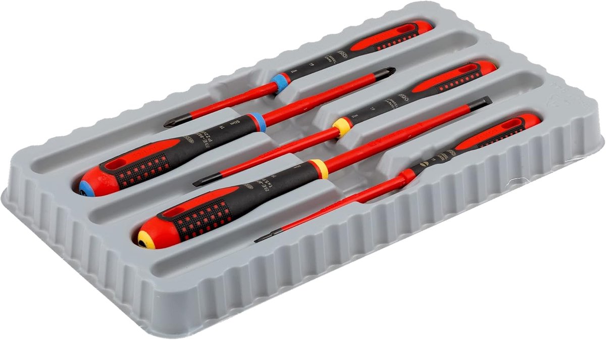 Schroevendraaierset - Geïsoleerde bits - Veilig Klussen - Driekomponenten handgreep - Slim profiel - Multicolor