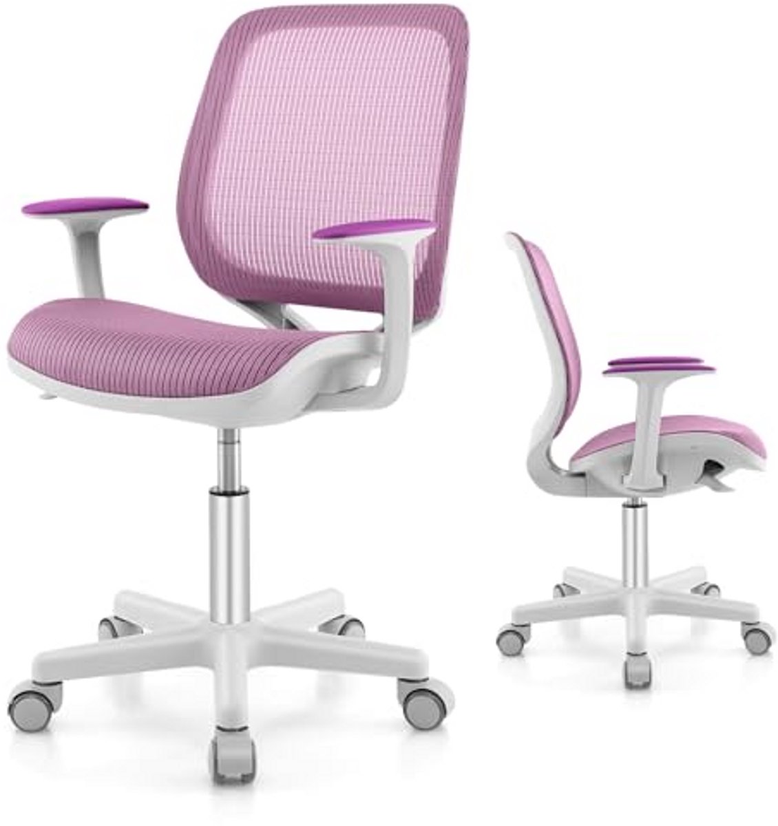 Kinderbureau stoel - Draaistoel kind - Studeren en spelen - Ergonomisch en verstelbaar - 43-55 cm zithoogte - Lila