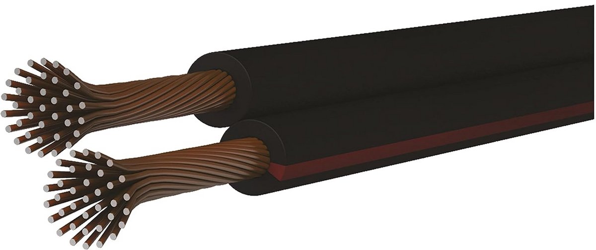 Dubbelpolige Kabel - Elektrische Draad - Laagspanning Aansluiten - Met Polariteitsmarkering - 100 Meter - Zwart Rood