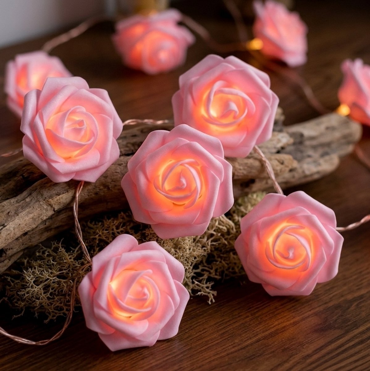 Lynn's Led Roze Rozen Lichtsnoer - 3 Meter - 20 Lichtjes - Batterij - Bloemen Lampjes - Slaapkamer