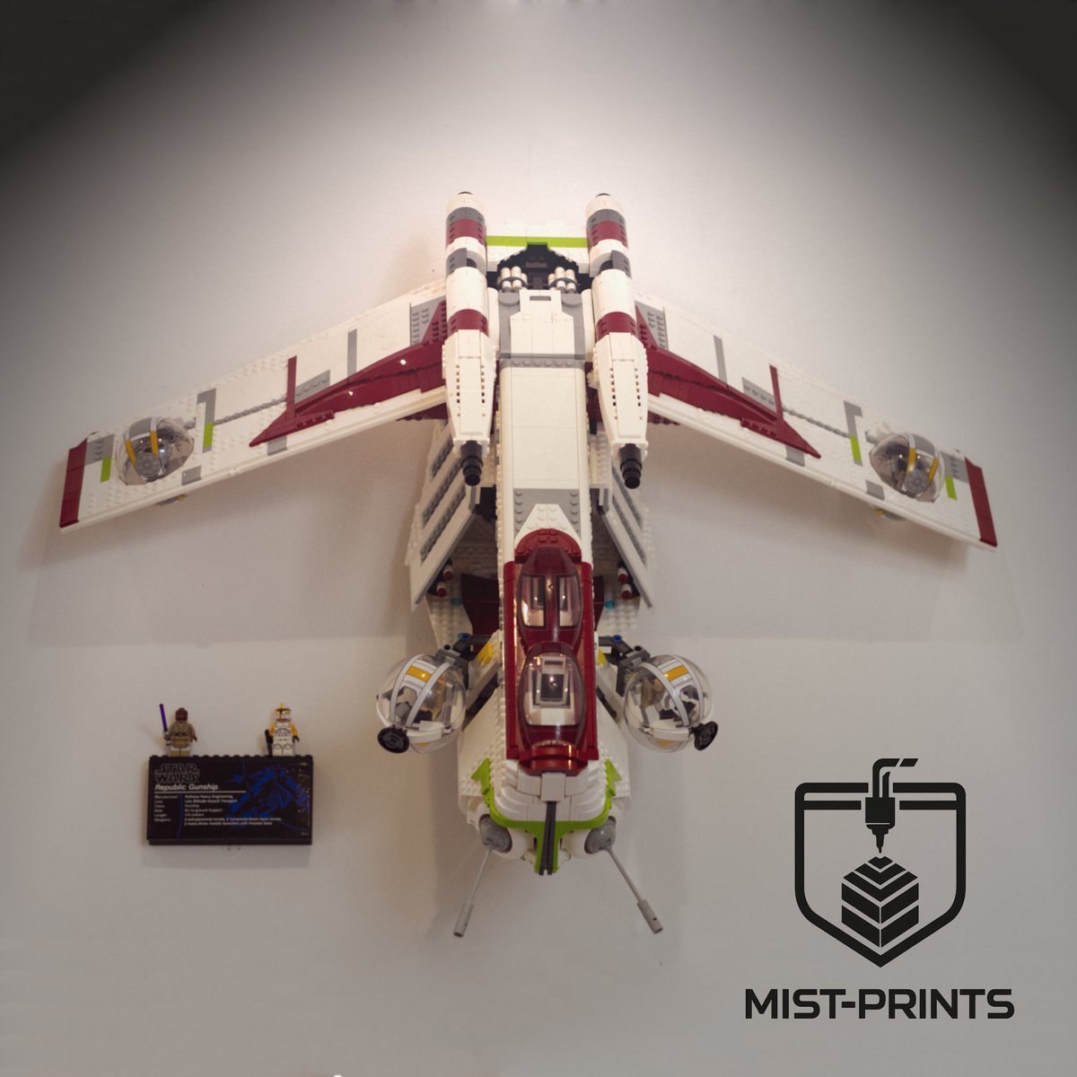 Mist-Prints - Wandbeugel voor bouwset 75309 - Muurhouder voor groot displaymodel - Geschikt voor LEGO - Zwart - 3D-geprint