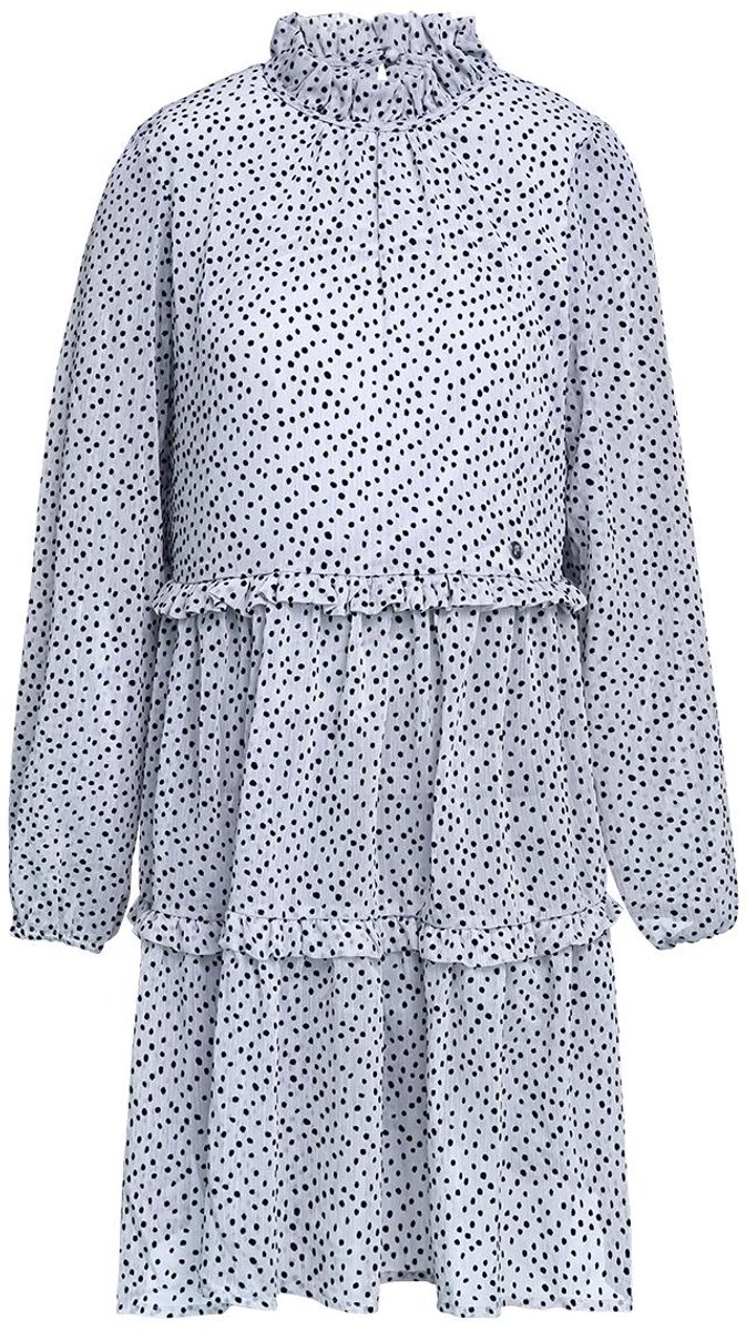 Gelaagde Midi-Jurk met Ruches en Hoge Kraag - Lila - Maat XS