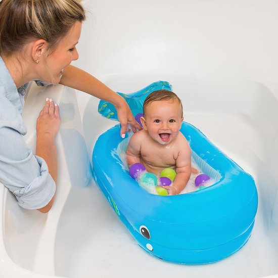 Opblaasbaar Baby Bad met Walvisdesign - Spetterplezier met 10 Drijvende Ballen en Warmte-indicator — afbeelding 2