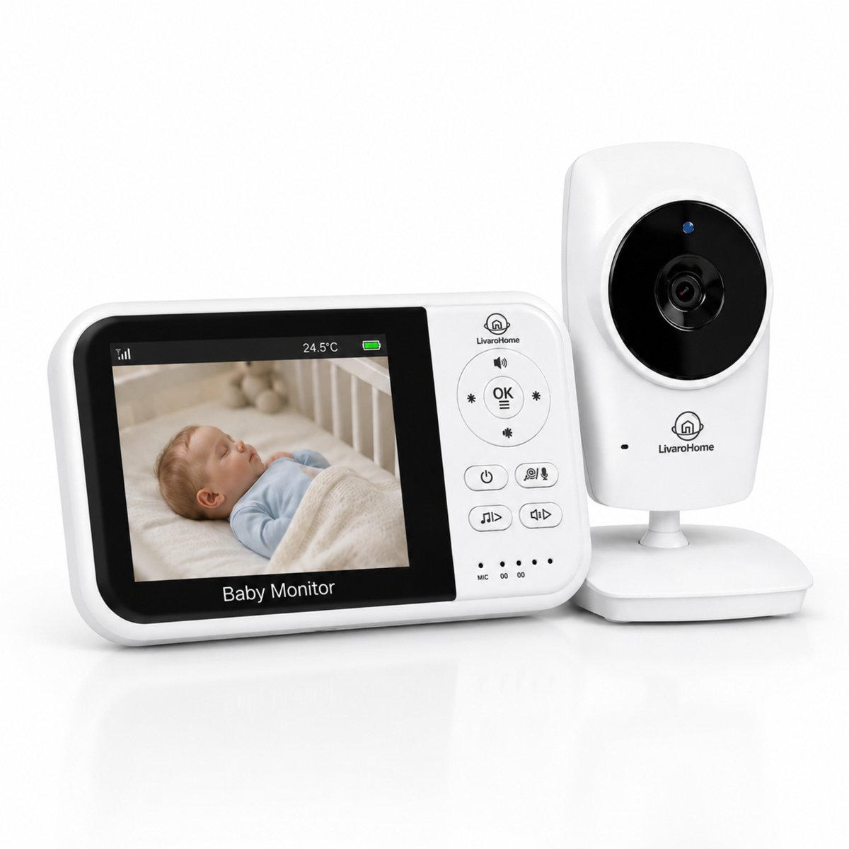 Babyfoon met Camera - 3.2 Inch HD Scherm - Nachtzicht - Terugspreekfunctie - Temperatuurweergave - ECO Modus - Zonder Wifi