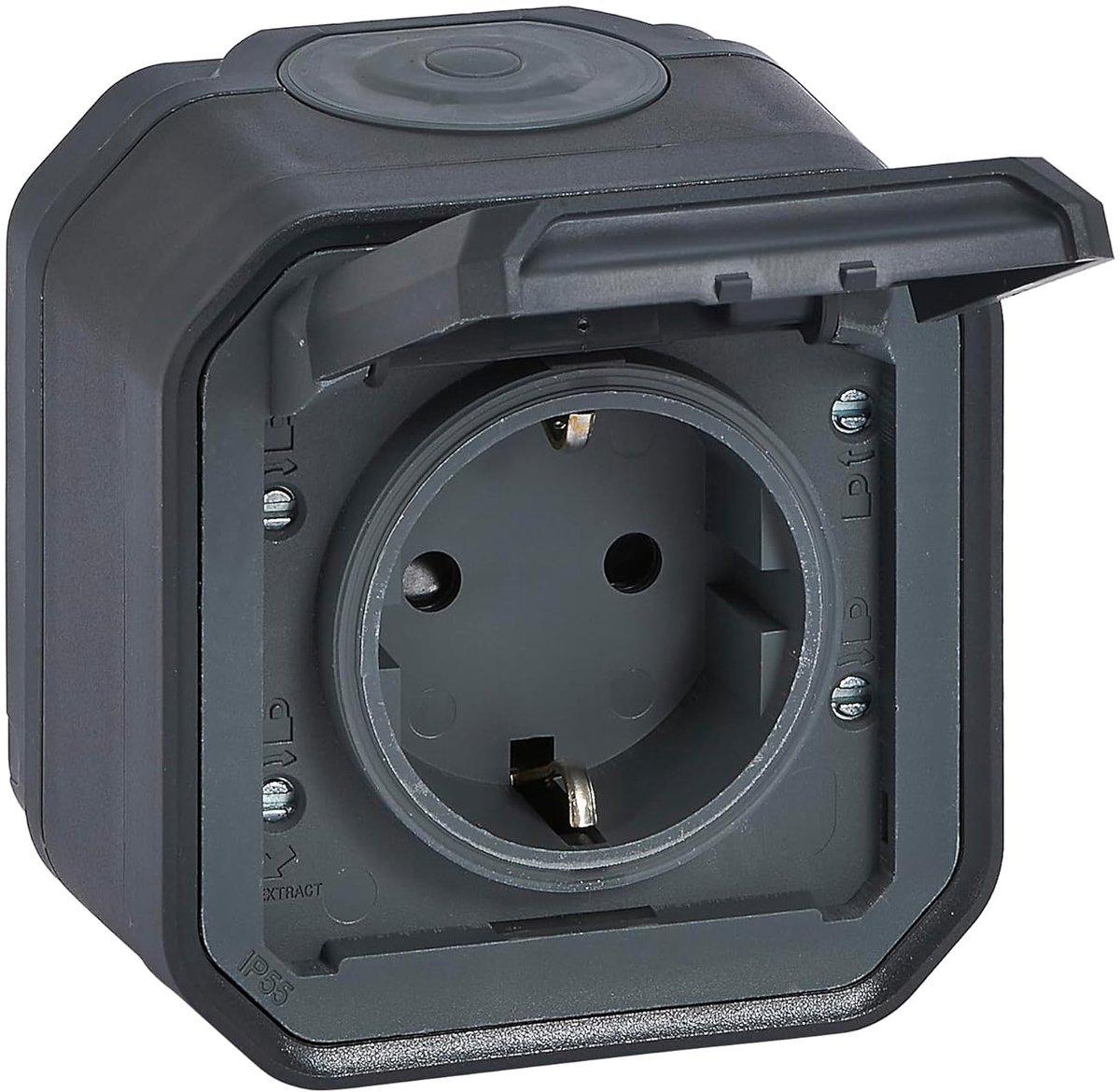 Inbouwstopcontact voor Vochtige Ruimtes met Klapdeksel en Aaanraakbeveiliging - 16A / 250V / IP44