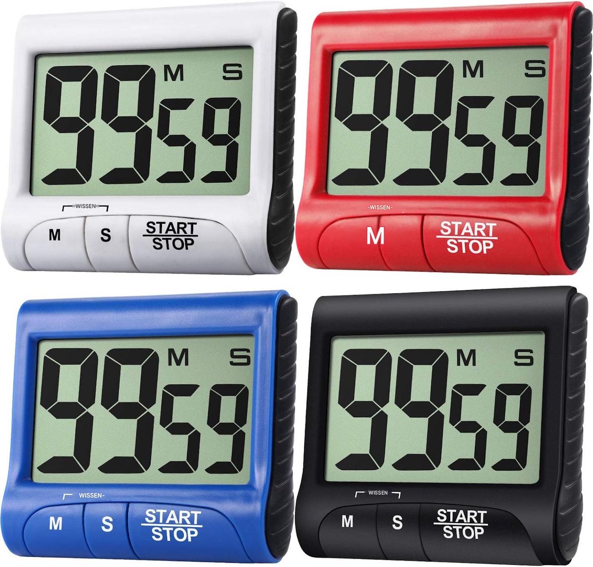 Digitale Keukentimer Set - Magnetische Timer - Groot Display - 4 Stuks - Voor Koken Bakken Oefenen - Zwart