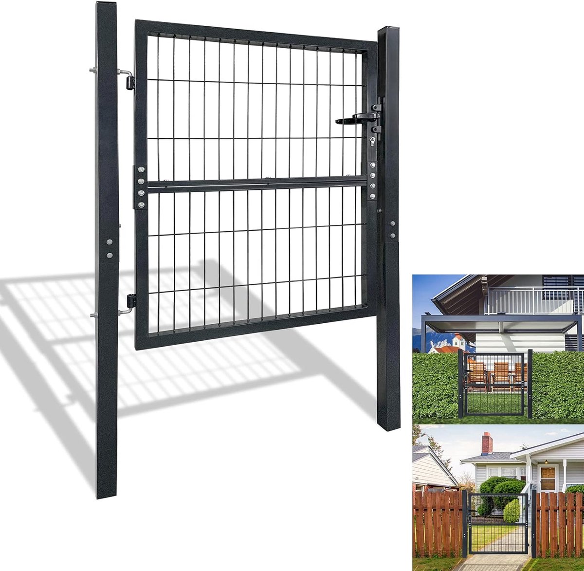 Tuinpoort Staal - Hekdeur Omheining - Tuin Afscheiden - Inclusief Slot - 100 x 100 cm - An