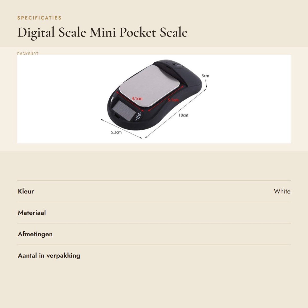 Dailygoods- Digitale Weegschaal LCD Scherm - Mini Pocket Weegschaal - 500g/0.01g - Roestvrij Staal - Tare Functie - Draagbaar en Compact