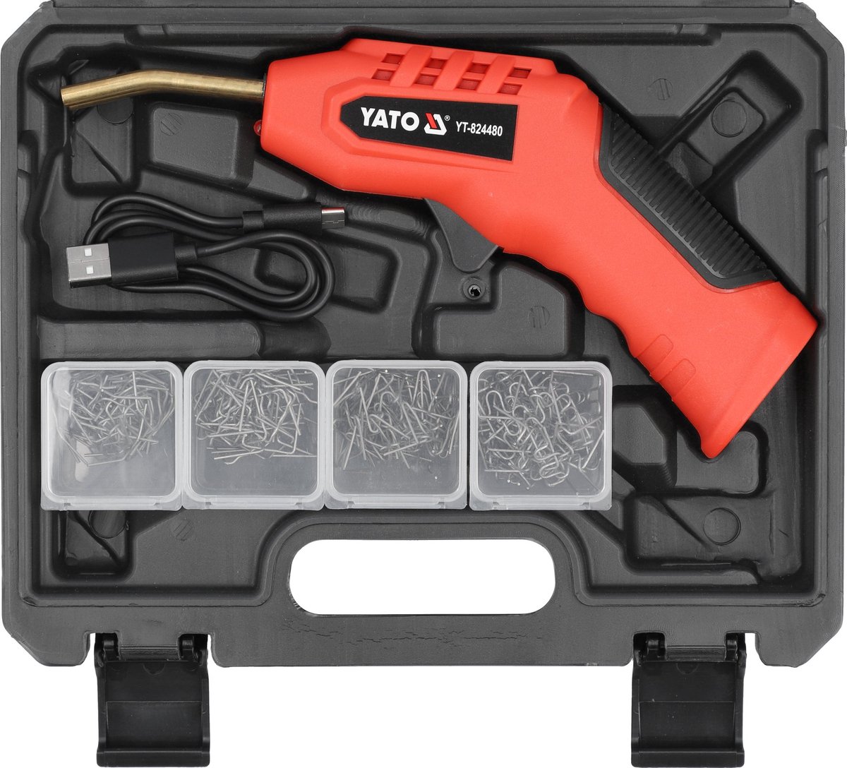 YATO YT-824480 Draadloos Kunststof Lasapparaat - Accu Plastic Reparatieset - 40W - Li-Ion 2000 mAh - Warmt op in 5s - Met LED-Verlichting & 200 Nietjes – foto 2