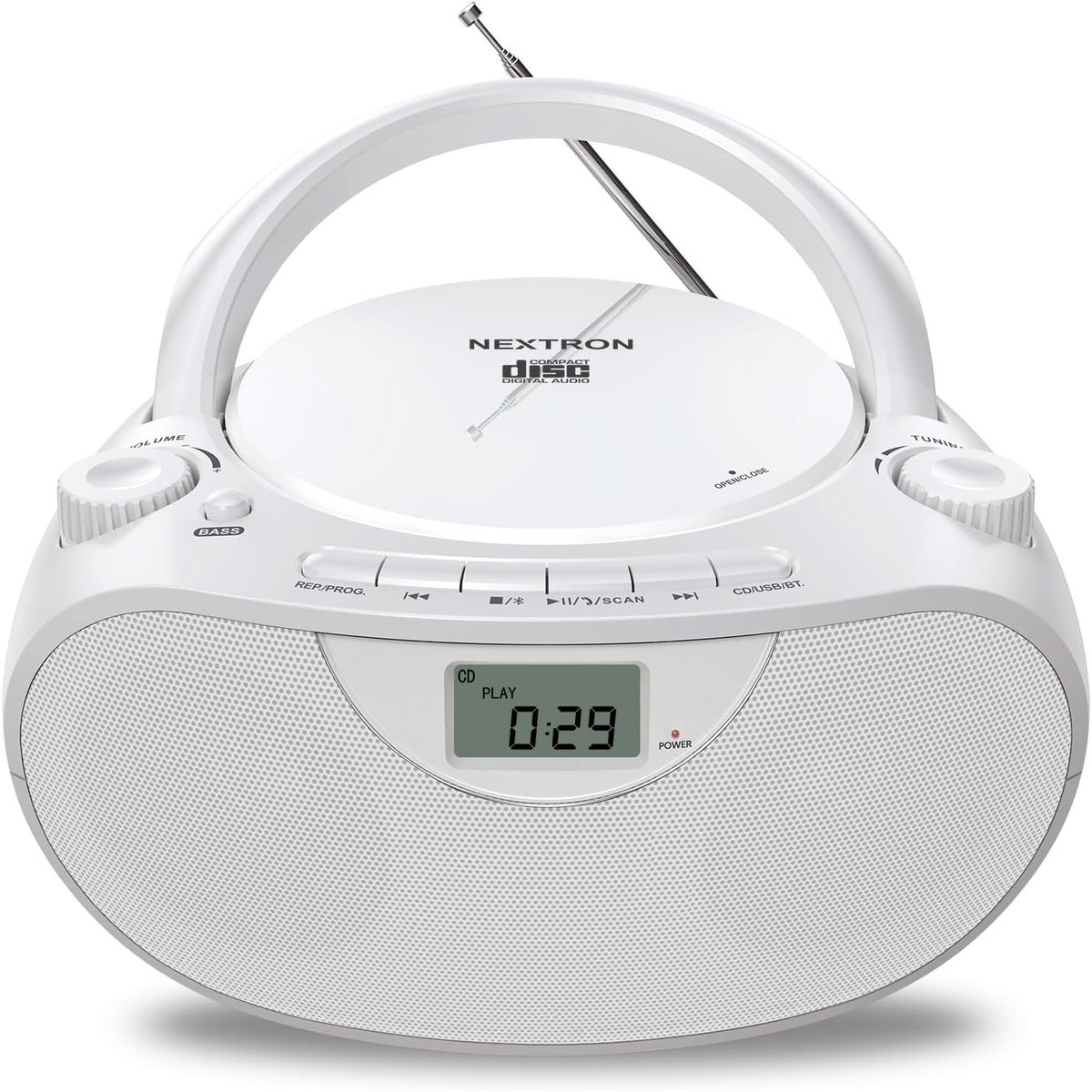Draagbare CD Speler - Radio Boombox - Muziek Luisteren - Bluetooth Radio USB - 4 Watt - Wit