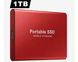 Draagbare SSD Externe Harde Schijf – draagbare SSD – 1TB aan Opslag – Pc storage – Opslag extern pc of laptop – USB 3.1- type C – Portable SSD Mobile storage – Smart Portable – externe SSD – Rood