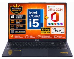 GMR Laptop 15.6 Inch Full HD IPS | Intel Core i5 | 24GB DDR5 RAM | 512GB SSD | Windows 11 Pro | Office 2024 | Zakelijke Laptop | Werk Laptop | Thuiswerk Laptop | Studenten Laptop