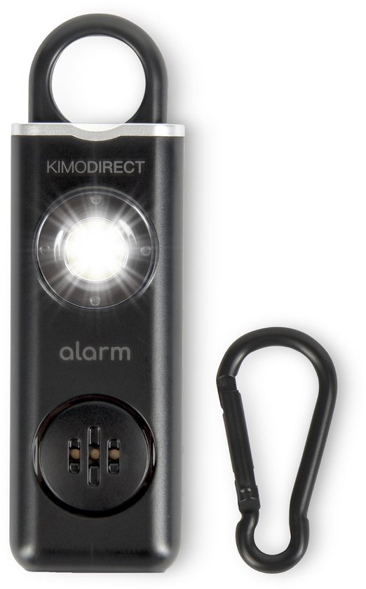 KIMO DIRECT Persoonlijk Alarm 130dB - Alarm Sleutelhanger - Pepperspray - Zelfverdediging - Vrouwen & Senioren - LED Zaklamp - Oplaadbaar - Zwart