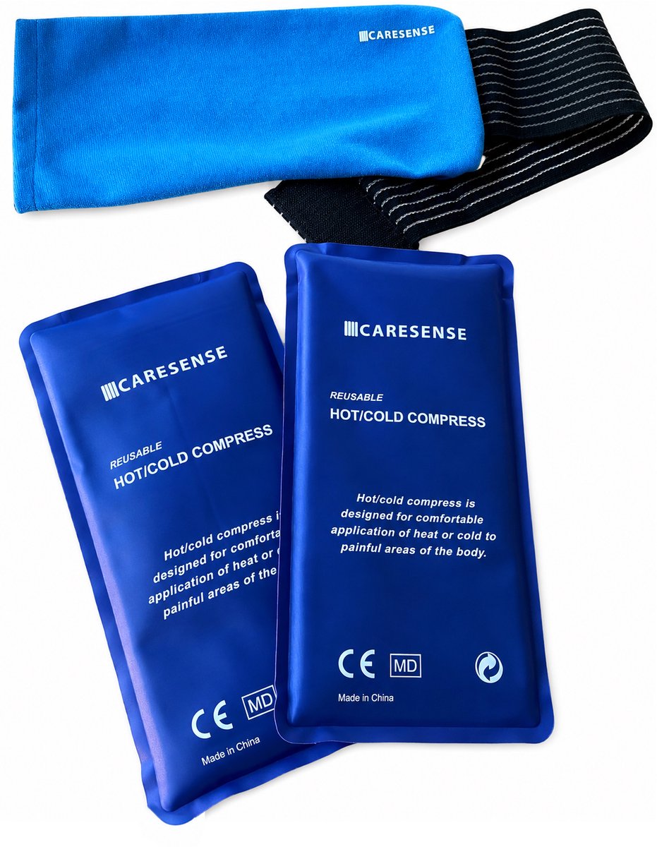 Caresense - Icepack met houder - Hot Coldpack - Coolpack - 2 gelpacks met elastische band - warm en koud kompres
