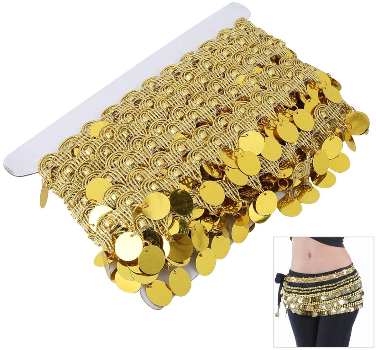 Dailygoods- Heupsjaal met kwasten - Buikdansriem - Handgehaakt - Kunststof/draad - 10 m - Charmant geluid tijdens dansen